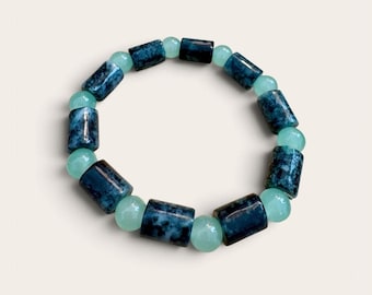 Dark Barrel Beaded Bracelet, Natural Jadeite with COA
