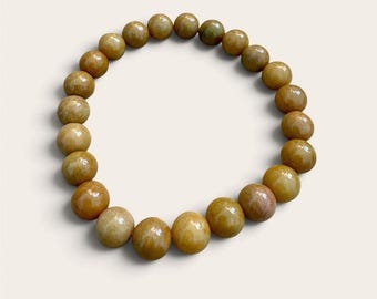Yellow Jade Beaded Bracelet, Natural with COA