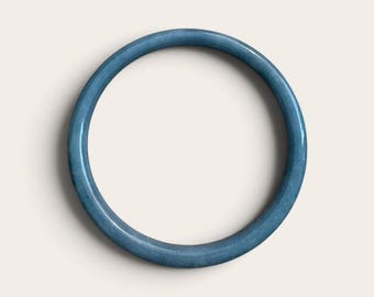 Blue Water Jade Round Slender Bangle