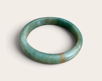 Yellow Green Tea Colored Jadeite Bangle, 56.3mm, Rare Natural Color