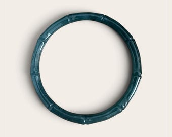 Blue Water Jadeite Bangle, 57mm, Bamboo Style with COA