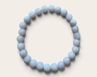 Lavender Beaded Bracelet, Natural Jadeite with COA