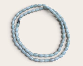 Milky Green Rice Bead Necklace, Natural with COA