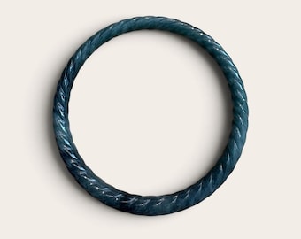 Blue Water Jade Twist Bangle