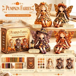 DIY Patchwork Fairy Doll Kit, Needle Felting & Sewing Craft Kit for Adults, Fairy Garden Decor, Fabric Art Doll Maker, Birthday Gift for Her