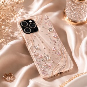 Cute Rhinestone Phone Case gift for women, Pink Luxury Phone Case gift for girl, Elegant phone case for iPhone 17 16 15 14 Galaxy 26 25 24 image 4