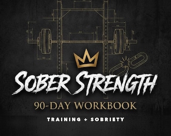 90-dagars arbetsbok för nykterhetsspårning, plan för återfallsförebyggande och gymprogram, journal för återhämtning av nykterhetsstyrka i PDF-format