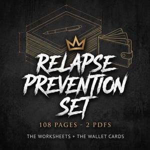 Återfallspreventionsset | 108-sidiga arbetsblad + nykterhetskort (PDF), återfallspreventionsplan, nykterhetspresent bild 1