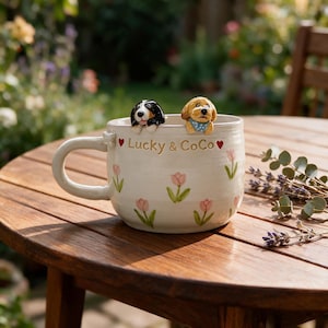 Handmade Custom Pet  Ceramic Mug,Pet Figure Inside Cup‑Bottom or Cup‑Rim,Personalized Custom Patterns, 200‑450 ml Capacity Options