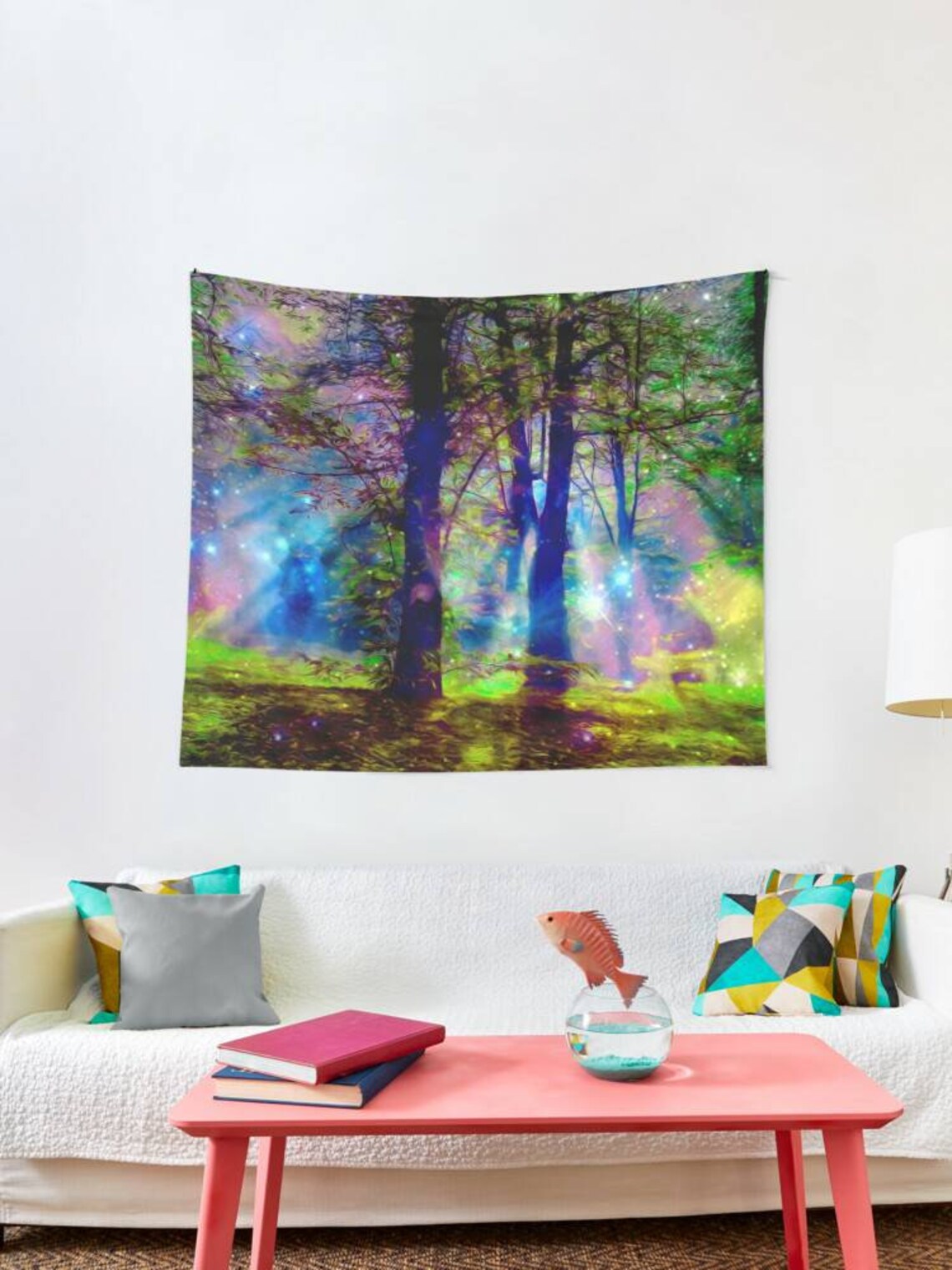 Fantasy Forest TAPESTRY Colorful Rainbow Art Enchanted | Etsy