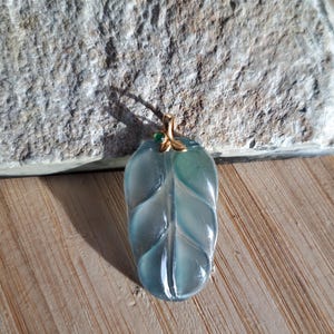 Blue Guatemala jadeite leaf pendant