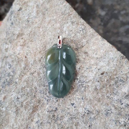 Shops Bi-color Guatemala jadeite leaf pendant
