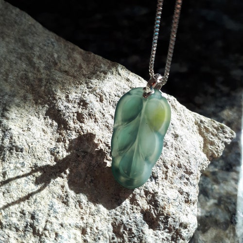 Shops Bi-color Guatemala jadeite leaf pendant