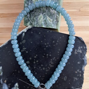 Light blue Guatemala jadeite 7.25 inch bead strand