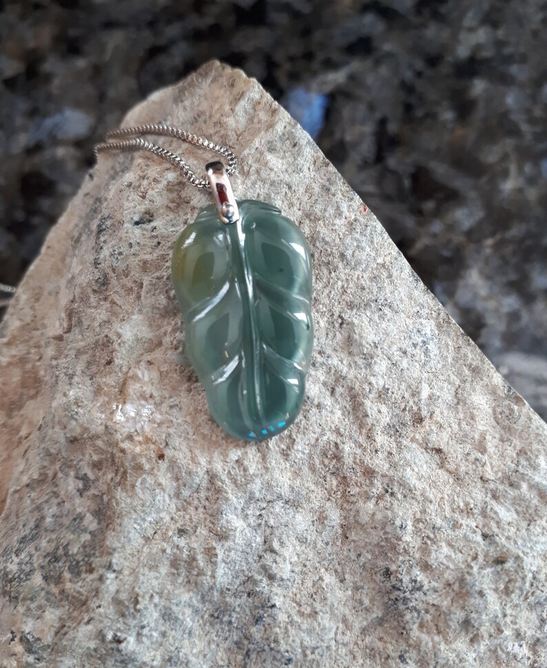 Shops Bi-color Guatemala jadeite leaf pendant