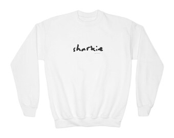 Sharkie-textkonsttröja | minimalistisk hajtextdesign