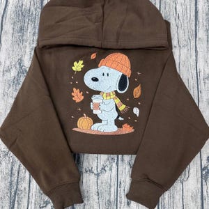Cute Fall Snoopy Embroidered Crewneck, Pumpkin Coffee Lover Sweatshirt, Autumn Aesthetic Pullover, Cozy Casual Sweater, Gift for Dog Lovers