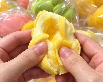 Fruit Wax Cracking Squishy Set of 4, Crunchy ASMR Sensory Fidget Toy, Lemon Peach Pear Starfruit