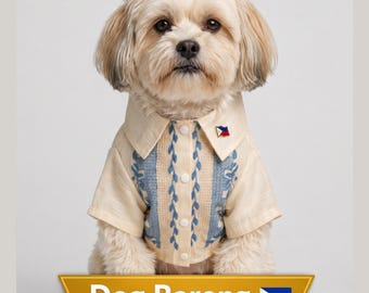 Filipino Dog Barong Tagalog, Traditional Pet Formal Wear, Cultural Clothing