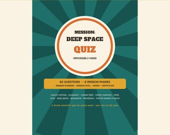 Impossibly Hard Space Trivia Quiz, 80 Questions with Answer Dossiers, Printable + Big Screen Rounds, Astronomy Nerd Gift