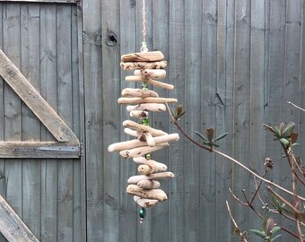 Chunky Beaded Dorset Driftwood, hanging, mobile, garland. Garden, Xmas Gift.