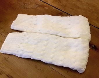 Chunky Cable Knit Legwarmers, Cream, Ivory. Yoga, skating, Ballet, Dancer, Y2K. 80’s.