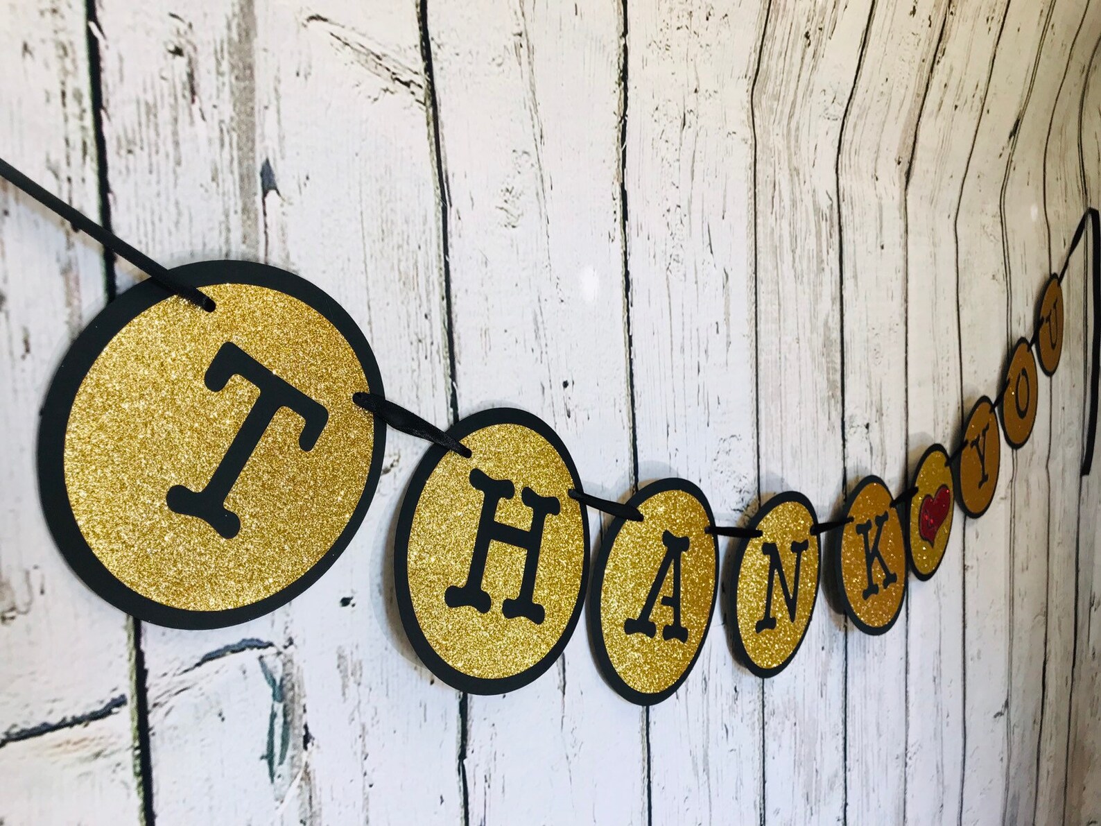 THANK YOU Banner Black and Glitter Gold Wedding Theme - Etsy