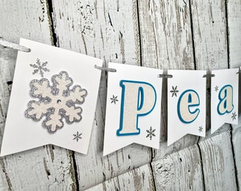 PEACE" Banner- Holiday banner-Peace Sign- Peace garland- Merry Christmas sign-Christmas decoration-White Christmas-White and Silver-Joy sign