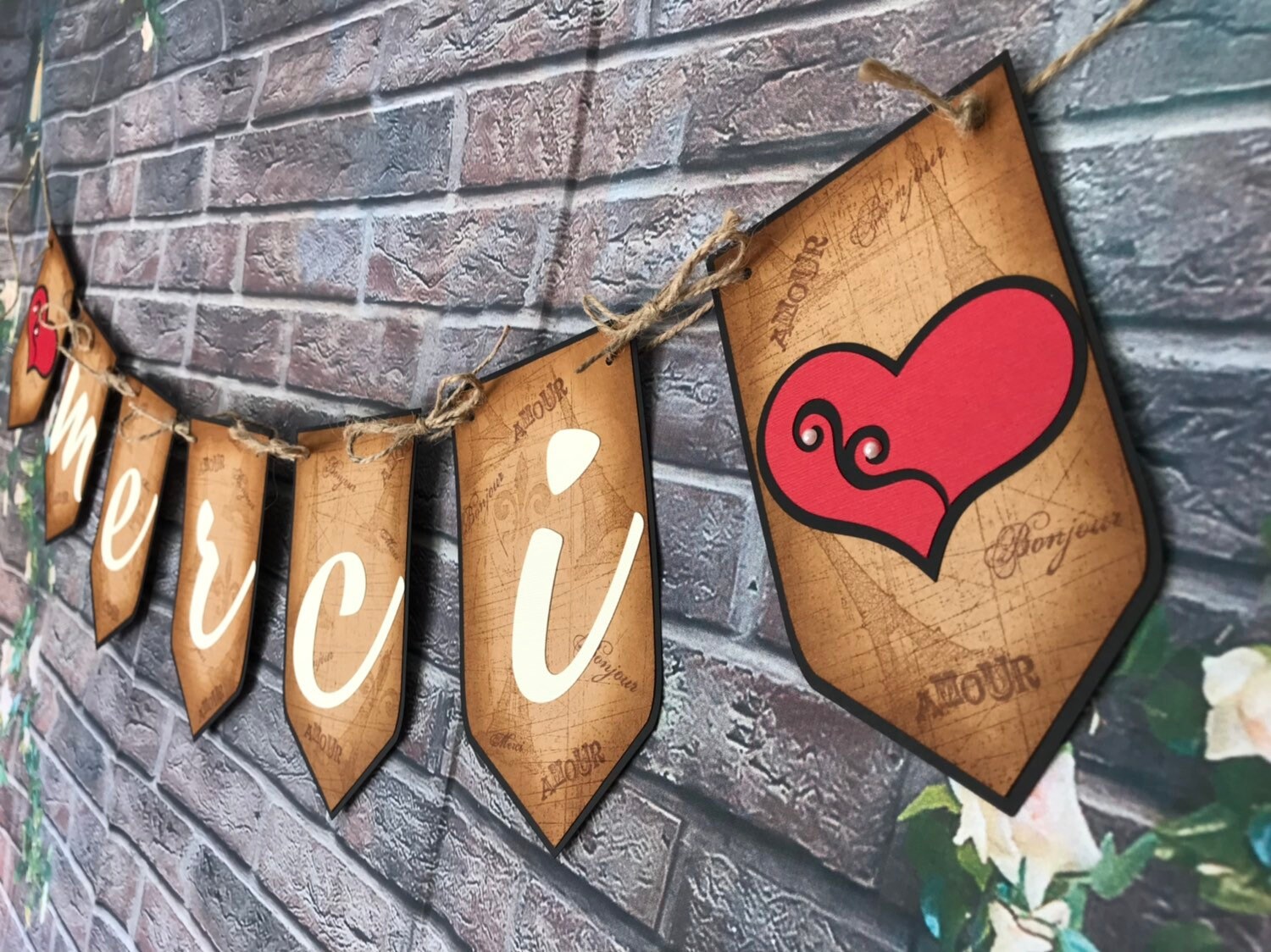 Merci" Banner-wedding Banner-vintage Wedding Banner-shabby Chic Garland ...