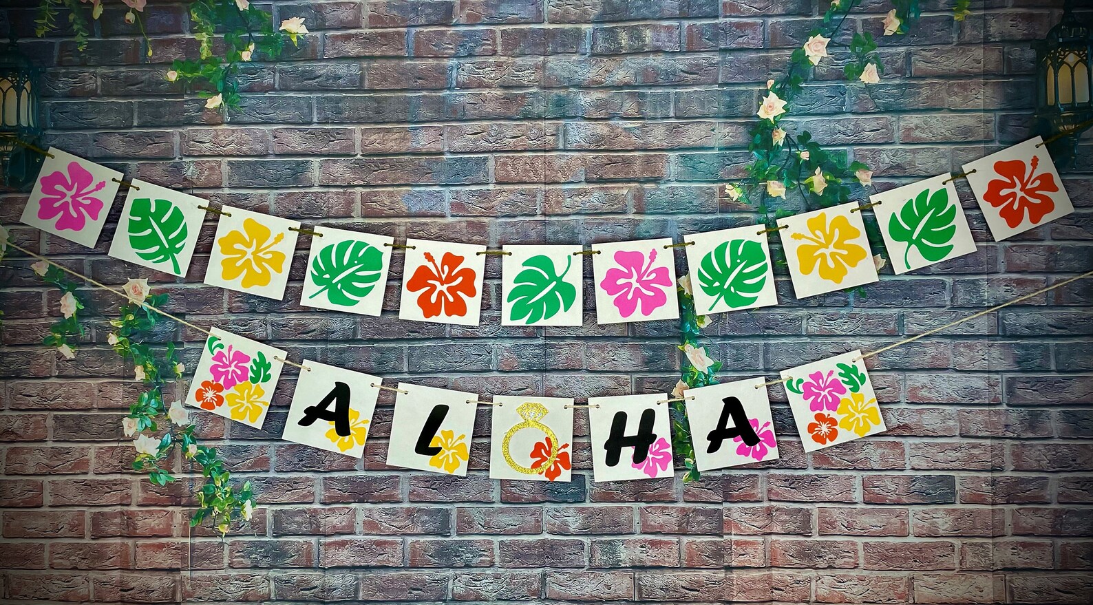 ALOHA Banner-Aloha White /Ring Gold Garland-Hawaiian Party - Etsy France
