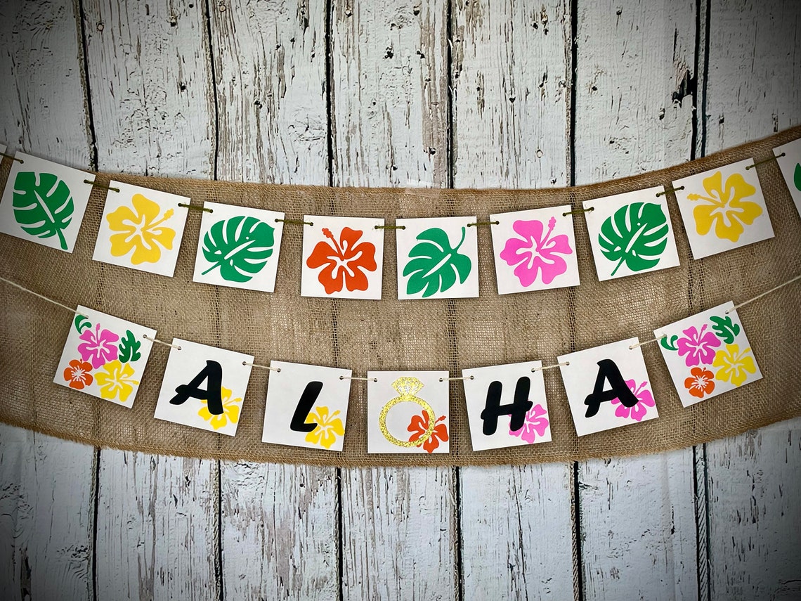 ALOHA Banner-Aloha White /Ring Gold Garland-Hawaiian Party - Etsy France