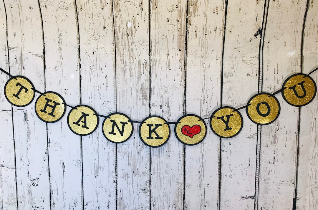 Glitter Gold Thank You Banner: Wedding, Anniversary, Bridal Shower - Etsy