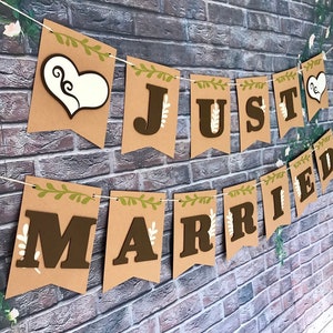 JUST MARRIED&quot; Banner- Wedding banner-Wedding decoration-Just Married Banner- Wedding garland-Wedding sign-Getaway car sign-Fall wedding-Love