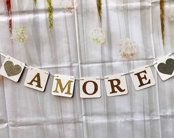 Amore" Wedding Banner- 4'x4' Chipboard-Gold and Silver sign-Gold and Silver banner- Love Banner-Anniversary sign-Engagement Banner-Bridal