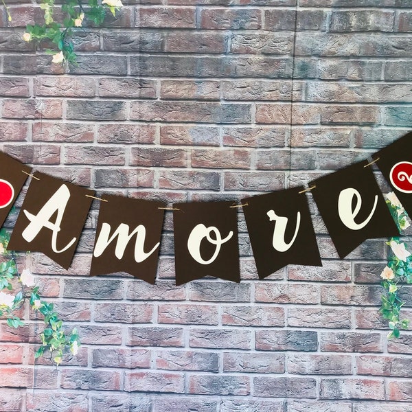 AMORE" Banner-Wedding banner-Wedding garland-Wedding decoration-Wedding celebration-Amore sign-Amore pennant-Italian banner-Italian love