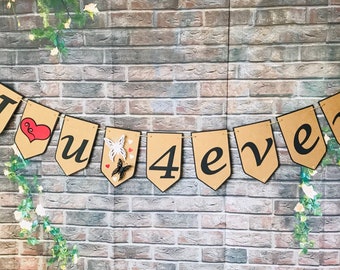 I LOVE U 4 EVER" Banner- Proposal banner- Valentine's day banner-Wedding decoration-Engaged Celebration-I love u forever- Bride and groom