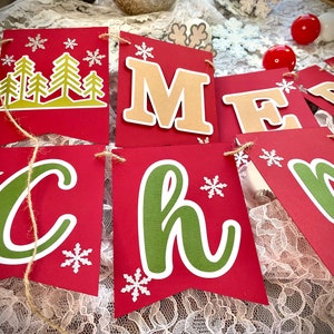 MERRY CHRISTMAS Banner-Holiday Garland-Christmas tree Banner-Christmas sign-Christmas photo prop-Holiday decor-Christmas home decor-Joy sign