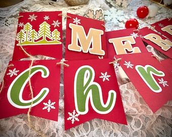 MERRY CHRISTMAS Banner-Holiday Garland-Christmas tree Banner-Christmas sign-Christmas photo prop-Holiday decor-Christmas home decor-Joy sign