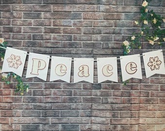 PEACE" Banner-Christmas sign-Christmas Banner-Christmas garland-Holiday decor-Holiday photo prop-Holiday sign-Christmas gift-White Christmas