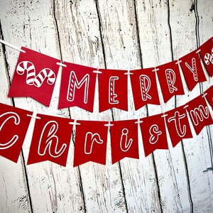 Handmade Merry Christmas Banner: Red & White Holiday Garland