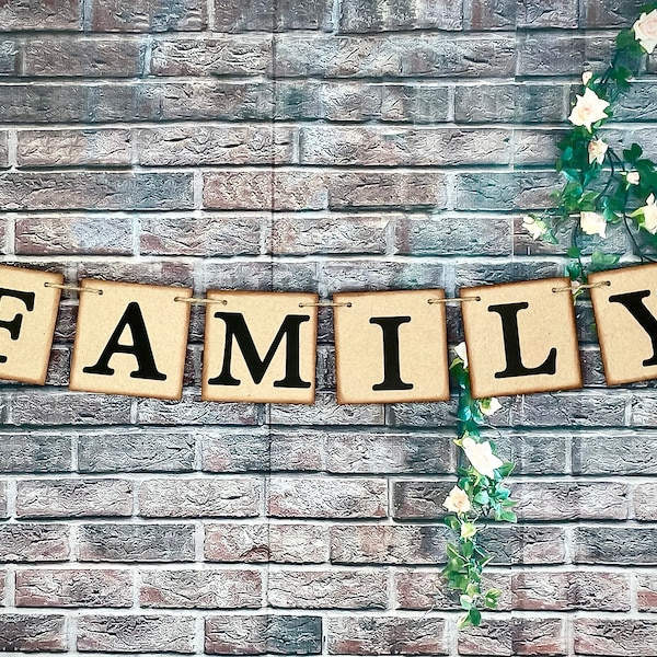 FAMILY Banner-Family Chipboard sign-Family Decoration-Home decoration-Family garland-Anniversary banner-Family sign-Love banner