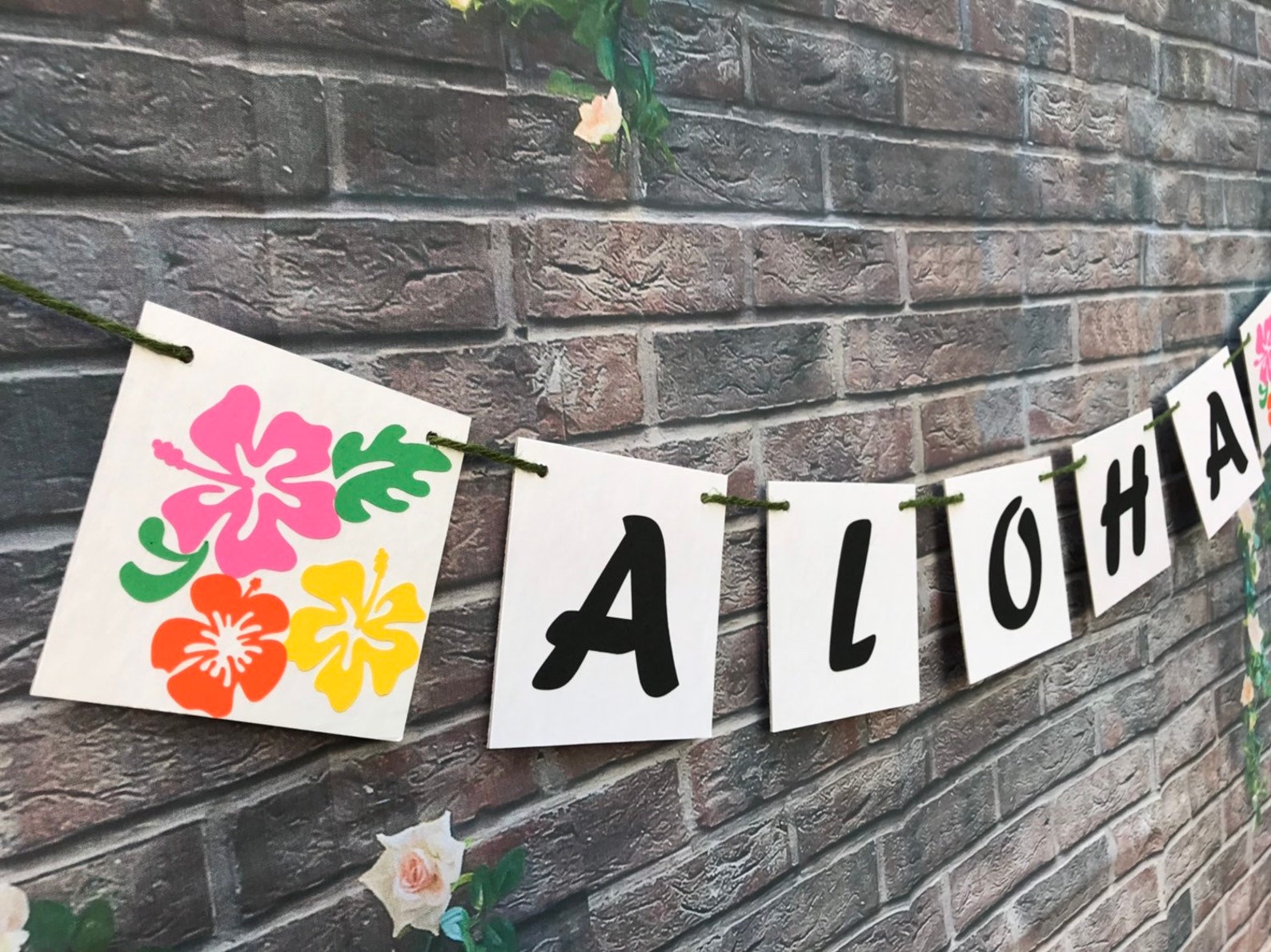 Aloha Hawaiian Sign Hawaiian Banner Hawaiian Theme Pennant Tropical