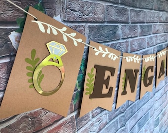ENGAGED"Banner-Engagement decoration-Engaged party-Engaged celebration-Wedding banner-Engaged banner-Fall engaged theme-Bride and groom-Love