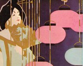 1896 J. Manz Co. Asian Lantern Geisha Chicago Sign Oriental Fan Zen Gift Kimono Japanese Japonism Chinese Chinoiserie Wall Art Print Decor