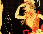 1900 Paris Theater Poster Art Jules Alexandre Grün Vintage Lithograph Print Folies Bergere Vaudeville Circus Carnival French Lady Wall Decor