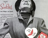 1946 Louis Philippe Lipstick Makeup Ad Beauty Salon Black White Red Gray Decor Beautician Glamour Fashion Cosmetics 40s Powder Room Wall Art