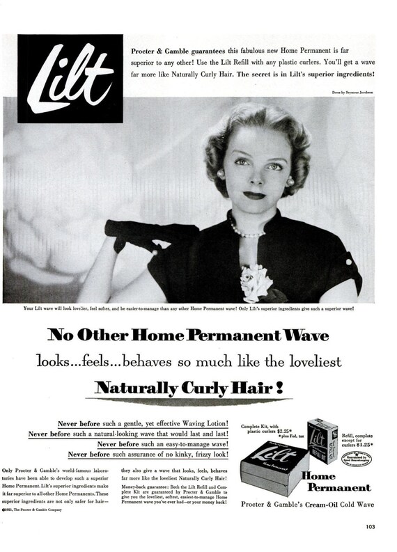 1951 Lilt Home Permanent Wave Hair Advertisement Vintage Etsy