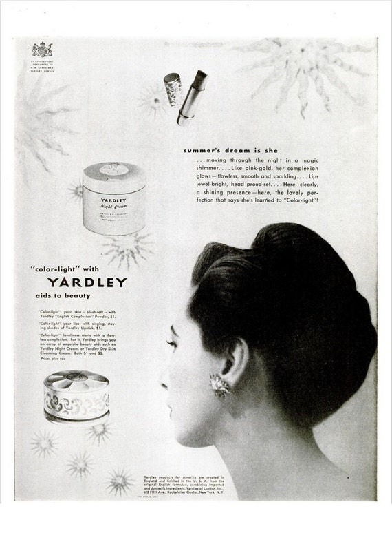 1946 Yardley Of London Night Cream Lipstick Beauty Ad Vintage Etsy
