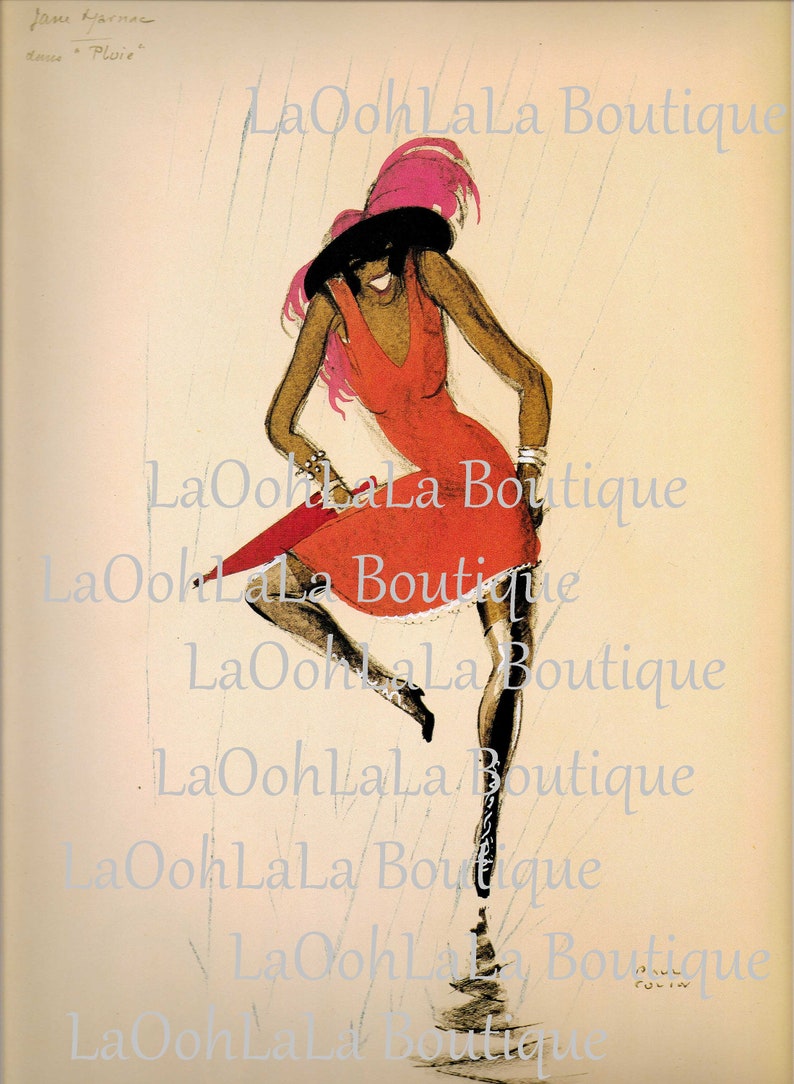 1927 Jazz Rain Dancer Digital Printable Paul Colin Art 20s Etsy