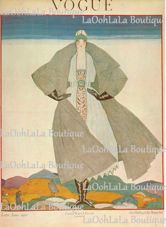Moda De 1920 Vogue Cubierta Impresion Digital Alta Costura Etsy
